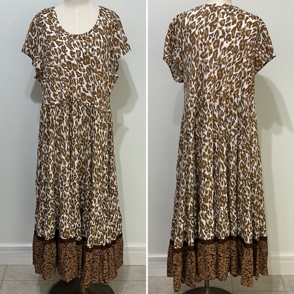 Soft Surroundings Kara Maxi Dress in White Mocha Leopard Print - 2X - Picture 3 of 7